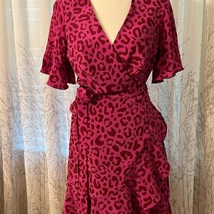 Marie Oliver Pink Animal Print Midi Dress